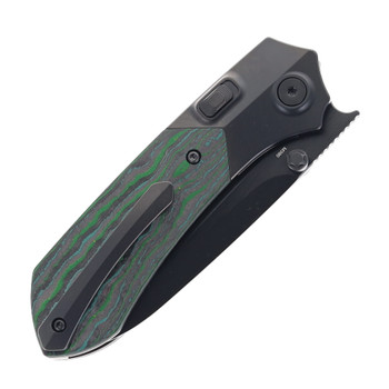 Remette RT-Meteor Folding Knife Titanium/Kelp Bed CamoCarbon Handle M390 Drop Point Plain Edge Wire Drawn DLC Finish RTPT-KBC