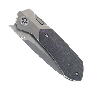 Remette RT-Meteor Folding Knife Titanium/Jazzy Camo Carbon Handle M390 Drop Point Plain Edge Wire Drawn Finish RTPT-JAC