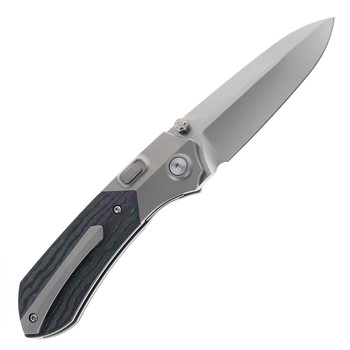 Remette RT-Meteor Folding Knife Titanium/Jazzy Camo Carbon Handle M390 Drop Point Plain Edge Wire Drawn Finish RTPT-JAC