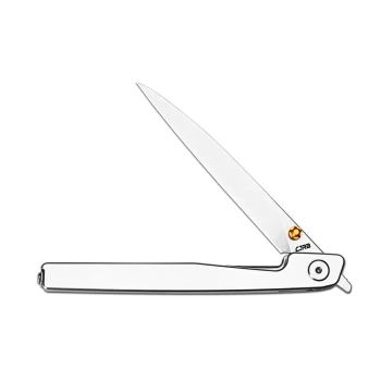 CJRB Lanky Thumb Stud & Front Flipper Liner Lock Folding Knife Steel Handle CPM S90V Stonewash Blade J1965G-ST