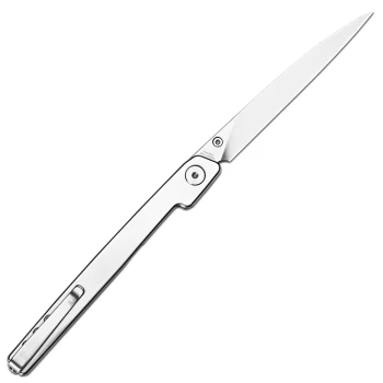 CJRB Lanky Thumb Stud & Front Flipper Liner Lock Folding Knife Steel Handle CPM S90V Stonewash Blade J1965G-ST