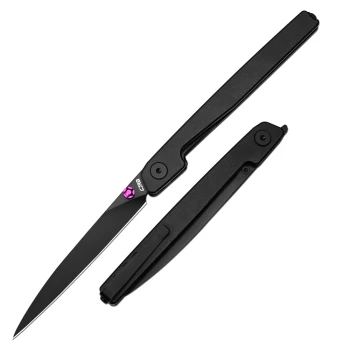 CJRB Lanky Front Flipper Liner Lock Folding Knife Black Steel Handle Steel Clip CPM S90V Black PVD Coating Blade J1965G-BBK