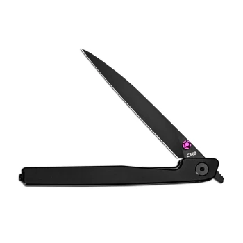 CJRB Lanky Front Flipper Liner Lock Folding Knife Black Steel Handle Steel Clip CPM S90V Black PVD Coating Blade J1965G-BBK