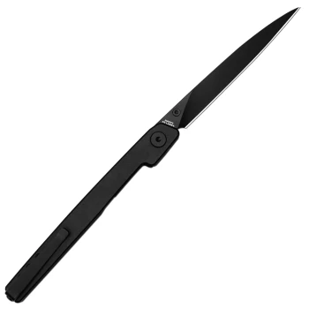 CJRB Lanky Front Flipper Liner Lock Folding Knife Black Steel Handle Steel Clip CPM S90V Black PVD Coating Blade J1965G-BBK