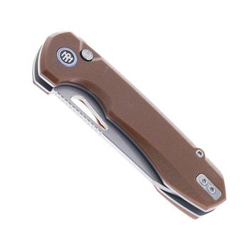 Remette RT-Camel Folding Knife Brown G10 Handle 14C28N Plain Edge Ceramic Sandblasted Finish RTCMLC