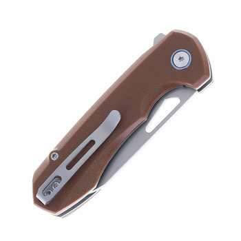 Remette RT-Camel Folding Knife Brown G10 Handle 14C28N Plain Edge Ceramic Sandblasted Finish RTCMLC