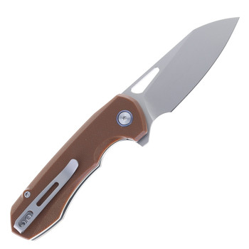 Remette RT-Camel Folding Knife Brown G10 Handle 14C28N Plain Edge Ceramic Sandblasted Finish RTCMLC