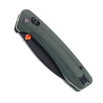 TRIVISA Folding Knife Green Micarta Handle 14C28N Drop Point Plain Edge Black Stonewash Finish Koala Koala-Plus-GM