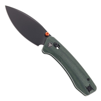 TRIVISA Folding Knife Green Micarta Handle 14C28N Drop Point Plain Edge Black Stonewash Finish Koala Koala-Plus-GM