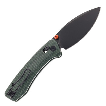 TRIVISA Folding Knife Green Micarta Handle 14C28N Drop Point Plain Edge Black Stonewash Finish Koala Koala-Plus-GM