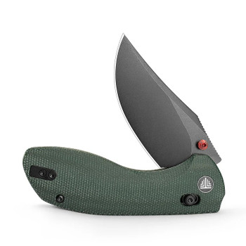 TRIVISA Hippo Folding Knife Green Micarta Handle 14C28N Plain Edge Black PVD Blade Hippo-GM