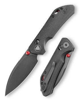 TRIVISA Folding Knife Black Micarta Handle 14C28N Plain Edge Black