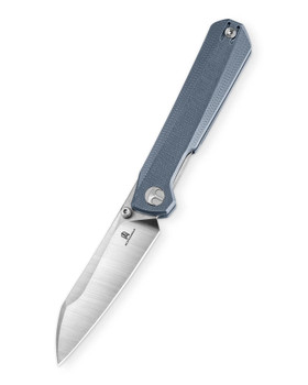 Bestechman Folding Knife Blue G10 Handle AEB-L Plain Edge Stonewash/Machine Satin Finish BMK20C