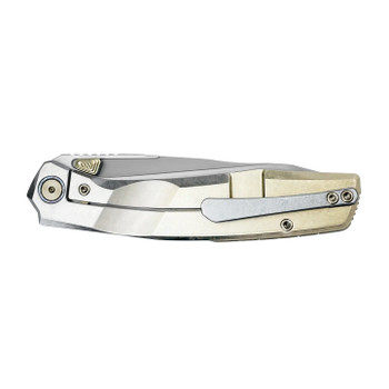 Astrome Folding Knife Light Brown Crystallized Titanium Handle S90V Plain Edge Hand Rubbed Satin Finish FM23007-D