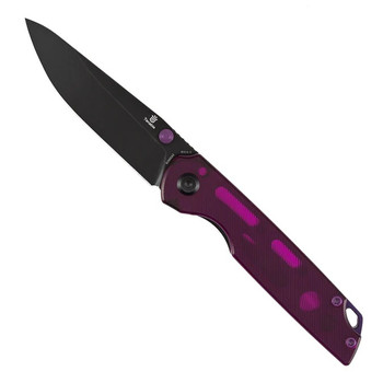 Tenable Mini Warrior Folding Knife Purple Acrylic Handle Nitro-V Plain Edge Black Stonewash Finish B2005A2