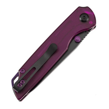 Tenable Mini Warrior Folding Knife Purple Acrylic Handle Nitro-V Plain Edge Black Stonewash Finish B2005A2