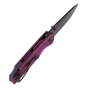 Tenable Mini Warrior Folding Knife Purple Acrylic Handle Nitro-V Plain Edge Black Stonewash Finish B2005A2