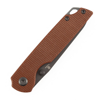 Tenable Mini Warrior Folding Knife Brown Micarta Handle Nitro-V Plain Edge Gray TiCN Coated Finish B2005A3