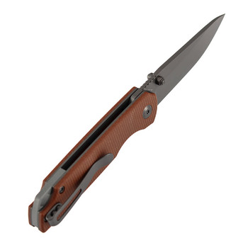 Tenable Mini Warrior Folding Knife Brown Micarta Handle Nitro-V Plain Edge Gray TiCN Coated Finish B2005A3