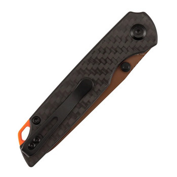 Tenable Mini Warrior Folding Knife Twill Carbon Fiber/G10 Handle Nitro-V Plain Edge Gold Finish B2005A4