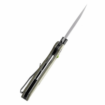 Tenable Model 6 Folding Knife Green Micarta Handle 14C28N Plain Edge Blackwash Finish T1022V2