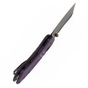 Kansept Korvid V Folding Knife Purple Diamond Pattern G10 Handle D2 Plain Edge Blackwash Finish TE2030V3