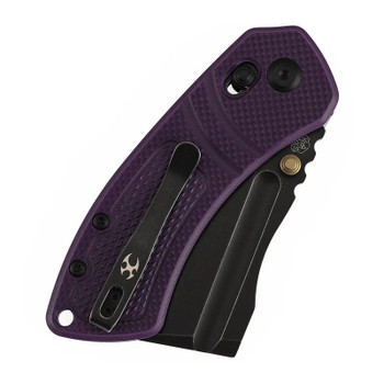 Kansept Korvid V Folding Knife Purple Diamond Pattern G10 Handle D2 Plain Edge Blackwash Finish TE2030V3