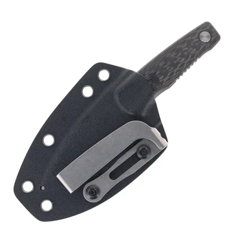 TwoSun Fixed Blade Knife Black Carbon Fiber Handle M390 Plain Edge TS542