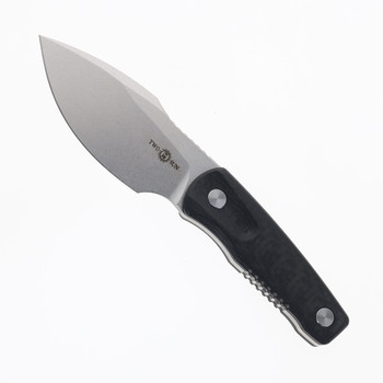 TwoSun Fixed Blade Knife Black Carbon Fiber Handle M390 Plain Edge TS542
