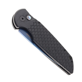 Pro-Tech Tactical Response TR-3 X1 Automatic Knife Black Fishscale Aluminum Handle Magnacut Plain Edge Sapphire Blue Finish TR-3 X1 SB