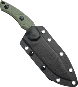 Fox Ycosa Fixed Blade Knife OD Green G10 Handle 8Cr13MoV Plain Edge Black Stonewash Finish FE-021
