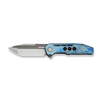 WE Knife Gunwale Folding Knife Blue Terrain Titanium/Copper Handle M390 Plain Edge Tanto Hand Polished Satin/Gray Stonewashed Finish Limited Edition WE24048-3