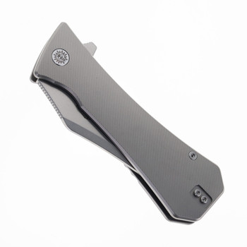 (Blade Play) Open Box/Returned Auxiliary Manufacturing Coffin XL Pocket Bowie Folding Knife Titanium handle M390 Blade