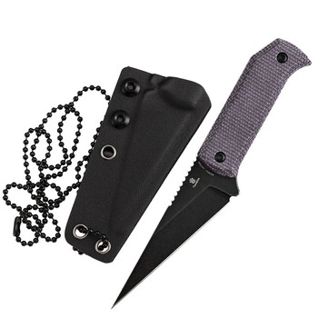 Tenable ToothPik Fixed Blade Knife Purple Micarta Handle 14C28N Modified Kiridashi Plain Edge Blackwash Finish G020A1