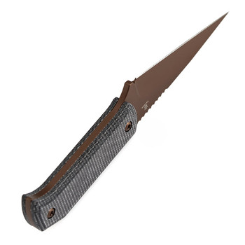 Tenable ToothPik Fixed Blade Knife Brown Micarta Handle 14C28N Modified Kiridashi Plain Edge Blackwash Finish G020A2