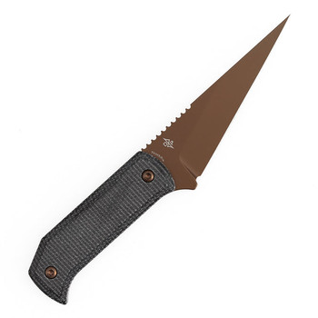 Tenable ToothPik Fixed Blade Knife Brown Micarta Handle 14C28N Modified Kiridashi Plain Edge Blackwash Finish G020A2