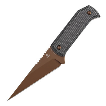 Tenable ToothPik Fixed Blade Knife Brown Micarta Handle 14C28N Modified Kiridashi Plain Edge Blackwash Finish G020A2