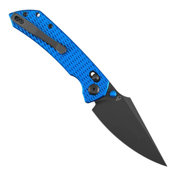 Tenable Fenrir Folding Knife Blue Aluminum Diamond Pattern Handle Nitro-V Drop Point Plain Edge Gray TiCN Coated Finish T1034V15