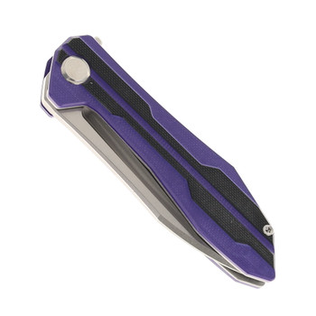 TwoSun Ripper Folding Knife Black Hexagonal Pattern G10 Handle D2 Modified Tanto Recurve Plain Edge Satin Finish TS17-D2-G10