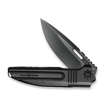 WE Knife Tracks Folding Knife Polished Gray Titanium Handle M390 Drop Point Plain Edge Polished Gray Finish  Limited Edition WE23059-1