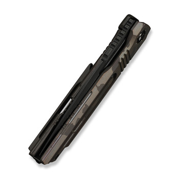WE Knife Tracks Folding Knife Desert Terrain Titanium Handle M390 Drop Point Plain Edge Black Two-Tone Finish WE23059-3
