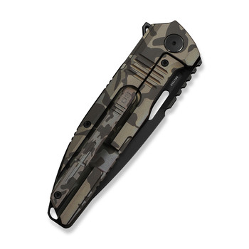 WE Knife Tracks Folding Knife Desert Terrain Titanium Handle M390 Drop Point Plain Edge Black Two-Tone Finish WE23059-3