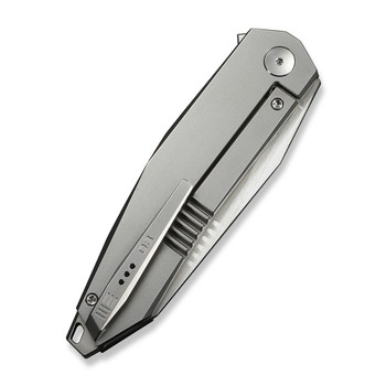 WE Knife Tally Folding Knife Polished Gray Titanium Handle M390 Reverse Tanto Plain Edge Polished Gray Finish Limited Edition WE23090-3