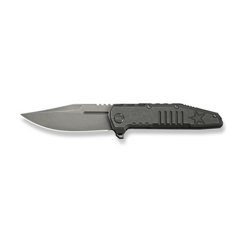 WE Knife Temper Folding Knife Gray Titanium Handle M390 Clip Point Plain Edge Gray Stonewash Finish Limited Edition WE25079-1