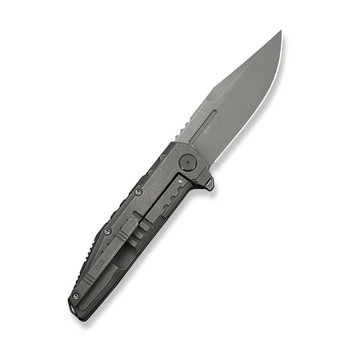 WE Knife Temper Folding Knife Gray Titanium Handle M390 Clip Point Plain Edge Gray Stonewash Finish Limited Edition WE25079-1