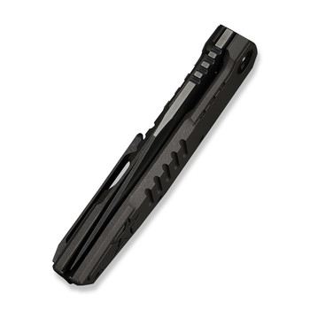 WE Knife Temper Folding Knife Charcoal Gray Titanium Handle M390 Clip Point Plain Edge Polished Gray Finish Limited Edition WE25079-2