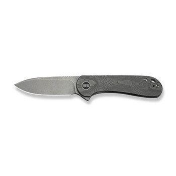 WE Knife Elementum Folding Knife Gray Topographic Titanium Handle MagnaCut Drop Point Plain Edge Gray Stonewash Finish WE18062XA-2