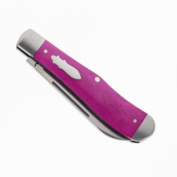 Jack Wolf Knives Eureka Slip Joint Folding Knife Smooth Purple Bone Sandvik 14C28N Satin Blade