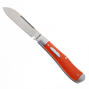 Jack Wolf Knives Eureka Slip Joint Folding Knife Vibe Linen Bengal Orange Sandvik 14C28N Satin Blade