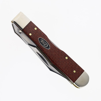 Case Knives Cheetah Cub Slip Joint Folding Knife Dark Red Burlap Micarta Smooth 1095 Carbon Steel Blade 12277
